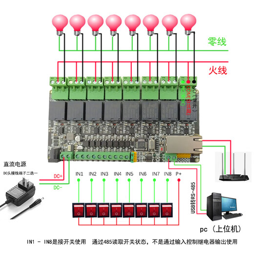 Modbus RTU 2/4/6/8-channel network relay Ethernet output remote control IO module TCP/IP 16-channel network relay PLC industrial control ModbusTCP/IP x 12V