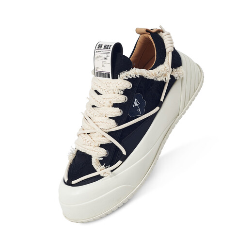Sur Max Zhuo Yuan même rétro noir en papier avion toile chaussures épaisses semelles de tendance nationale accrue marque décontractée hommes et femmes couples 2025 Summer Retro Black Code régulier de la carte de tir Half Code Shot One Taille 36