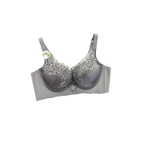 Fr.yh.zh Qian Milu 6623 Leichte Luxus -Satin -Wimpern -Spitze sexy Dessous kleine Brust ab Tasse Sammeln und Sammeln von Brust -BH für Frauen Eisgrau XL 38/8B Tasse