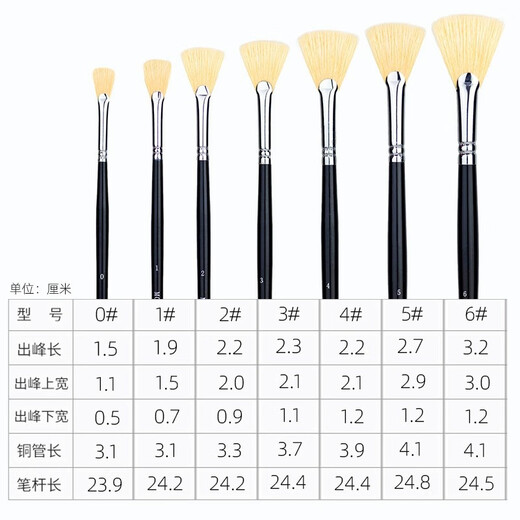 
Monet (Monet) Monet 15618 bristle fan pen gouache acrylic oil brush set wall painting umbrella brush long wooden pole design brush 0#1#2#3#4# (5 pieces