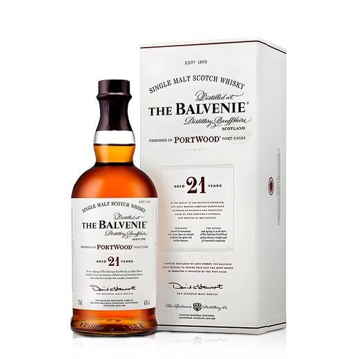 百富（BALVENIE）21年 波特桶 苏格兰 单一麦芽威士忌 700ml 40度 礼盒装 进口洋酒