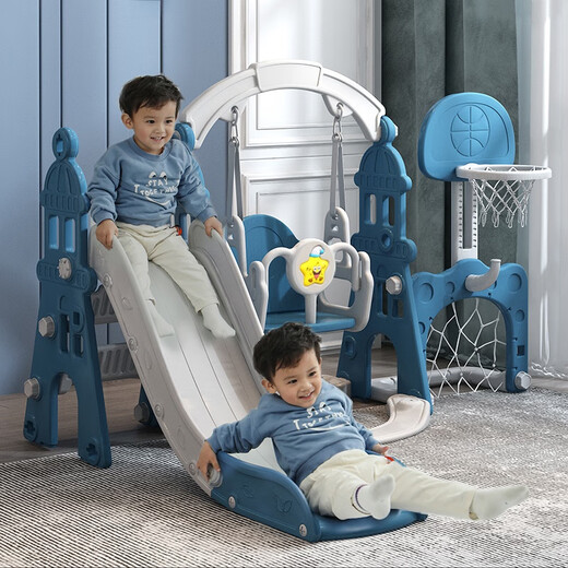 Chuangjingyi wählt Kinderrutschen für Haushalt kleine 0-3 Jahre alte Innen- und Außenhofsbabytreppen Plastik Kinder Schwung Babys Burg Blau Klassiker Zwei-in-Eins