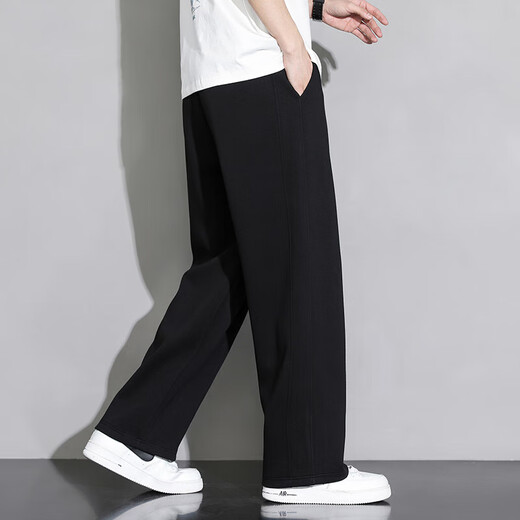 Foss Phil velvet pants men's winter loose thickened straight pants sports drape warm casual pants 901W dark gray L