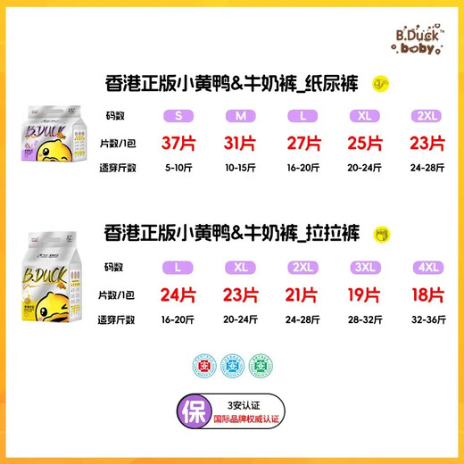 
Wanchu little yellow duck pulling pants milk pants XXXL19 tablets (28-32 Jin [Jin equals 0.5 kg]) baby diapers in summer ultra-thin breathable