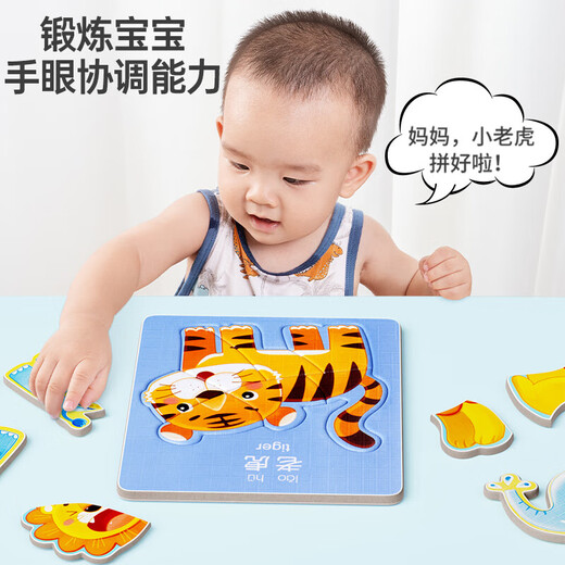 奕思瑞儿童磁力拼图1-3-6岁幼儿园2岁宝宝早教益智玩具男孩女孩生日礼物 【可爱动物】10张图案