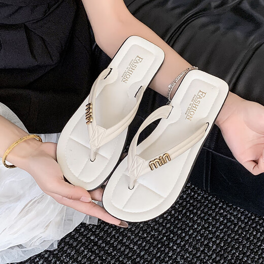 Guanmao Pei 2025 Damen Flip Flops Sommer Komfort Flache Sandalen 6636mi-Black 38 Größe 39 (geeignet für Größen 37-38)