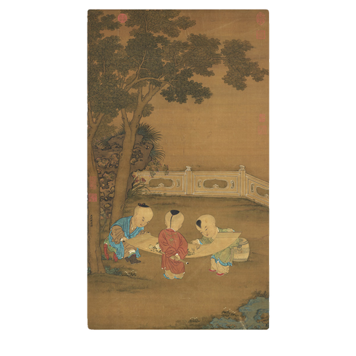 元钱选三元送喜图古代婴戏图卷轴名画复仿古画挂画 元钱选芙蓉鸳鸯图12392 40X72厘米（喷绘画心尺寸） 装裱