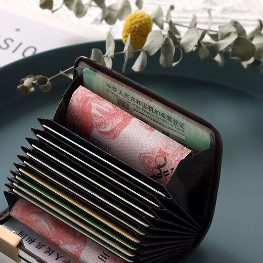 Qiaoyi Krokodilmuster Multi-Card High-End-Kurzmodell kleiner und tragbarer Kartenbeutel für Frauen Brieftasche Nischen-Design-Zertifikat-Beutel [Schwarz]