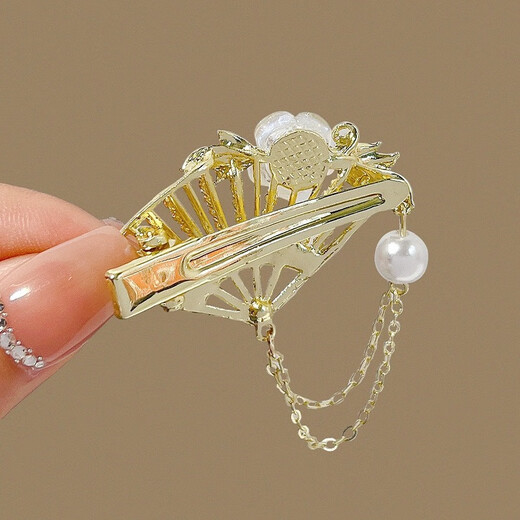 Duti antique flower metal hairpin temperament hairpin female side clip niche duckbill clip new bangs clip Hanfu headdress glazed camellia - one pair