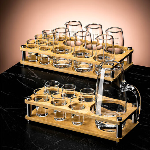 Divisor de vinos de vino blanco de estilo chino de Yonghuan Juego de casas de vinos pequeños Copa de vinos pequeños Comerciales de hotel 2 doce con escala 6 tazas 6 macetas 1 Divisor de vino manual + 11150 ml