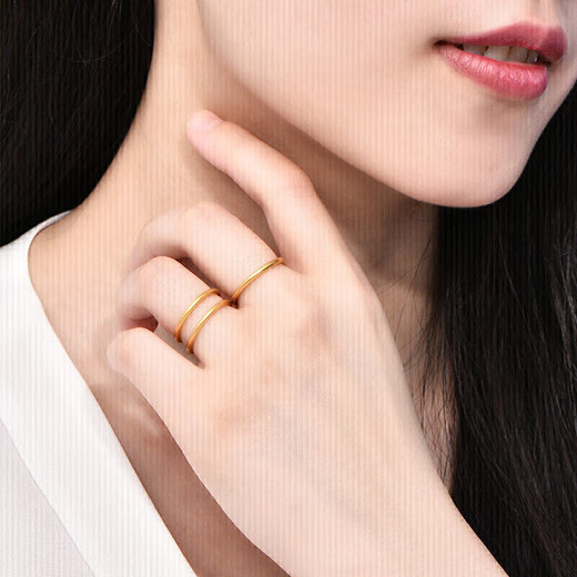 Safir gold ring women's ancient pure gold 999.9 Sansheng Sanshi plain ring 13# about 1.35 grams