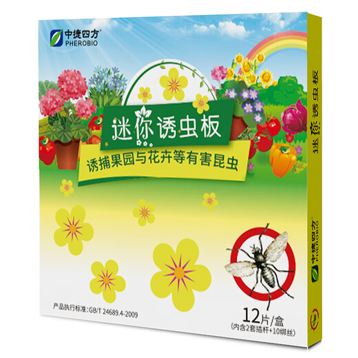 Zhongjie square flower-type armyworm board small flying insect yellow board double-sided armyworm trap flower household small black flying aphids 1 box 12 tablets