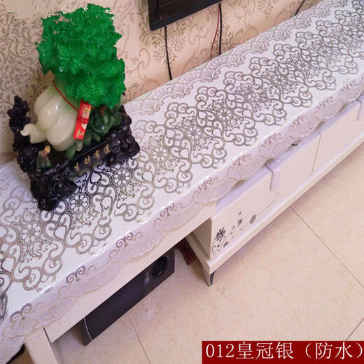 Bo Linglu PVC TV cabinet tablecloth rectangular living room coffee table tablecloth 2023 new waterproof and oil-proof double-layer universal 340 hot stamping (waterproof) 49*241cm (TV cabinet)