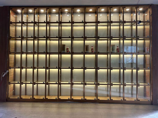 Double modern stainless steel constant temperature red wine cabinet custom white wine display cabinet cigar cabinet commercial villa wine cellar red bronze white wine cabinet