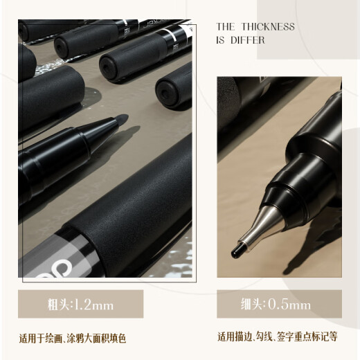 得力（deli）粗细双头物流记号笔 办公会议签字笔标记马克笔油性笔 儿童学生勾线笔12支/盒 S831