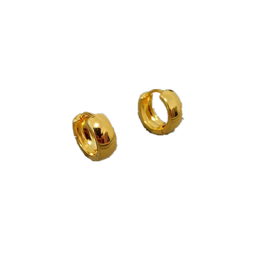 OINE18.K genuine gold glossy earrings for women, simple and versatile, plain gold earrings, cool style, gold high color retention 1