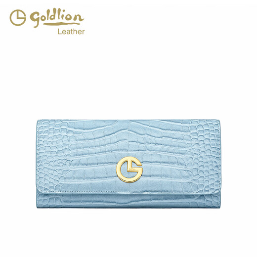 金利来（Goldlion）25新款手拿包时尚鳄鱼纹钱包长款女手包简约钱夹钱包 黑色