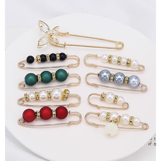 Qimeilian anti-exposure large shawl button cardigan large pin women's cashmere coat button pin wool scarf large brooch pin 1# plum beads gold needle 5.5cm