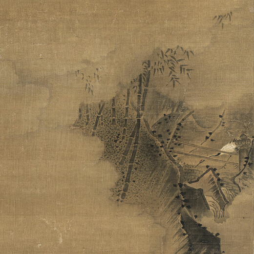 南宋马远竹鹤图古代山水画卷轴名画复仿古画中式挂画 宋画达摩图11158 40X86厘米（画心尺寸） 装裱乳白
