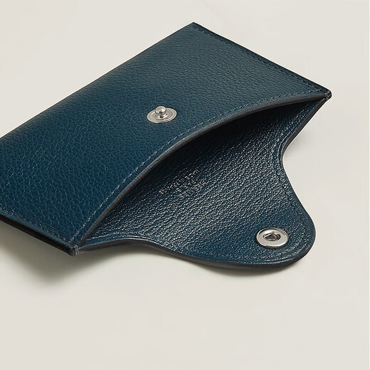 Hermes Hermes Kartenbeutel für Männer und Frauen Neue Stil Ilias Kartenclip Calf Leder Palladium Snap Credit Card Cover braun dunkelblau