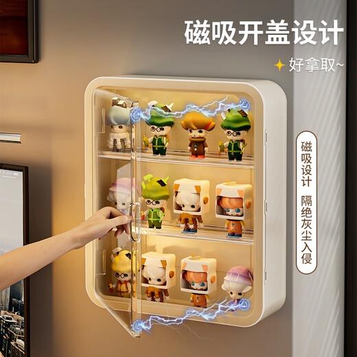 KAMAN blind box storage display rack wall-mounted Bubble Mart display box display wall storage rack large-capacity hand cabinet large white/four layers 1