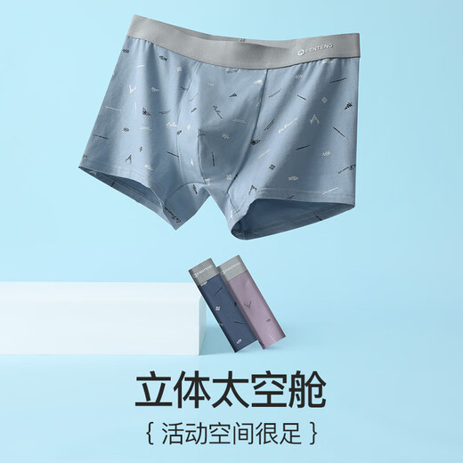 Sous-vêtements Fenten Men pour hommes 7A Antibactériens à 3 paires Pur Coton Imprimé mince Boxer Mid-Waist