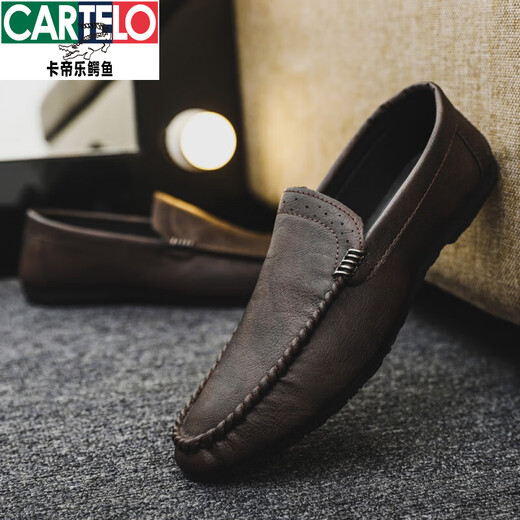 Katile Crocodile Bean Shoes Men's Men's 2025 Новая одиночная обувь весна и летние дышащие тенденции Британская кожаная случайная кроссовка