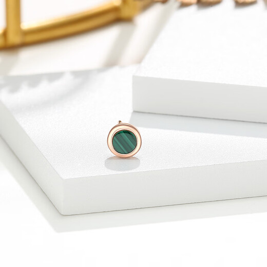 Trendy Acer Dot Malachite 18K Gold Stud Earrings for Women Gold Earrings for Girlfriend Birthday Gift TK Single Style (Including Silicone Ear Plugs)