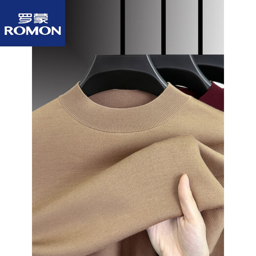 ROMON worsted sheep sweater autumn and winter new half turtleneck sweater for middle-aged men sheep wool thickened bottoming shirt for men light brown 165/M 95 to 115Jin Jin is equal to 0.5 kg