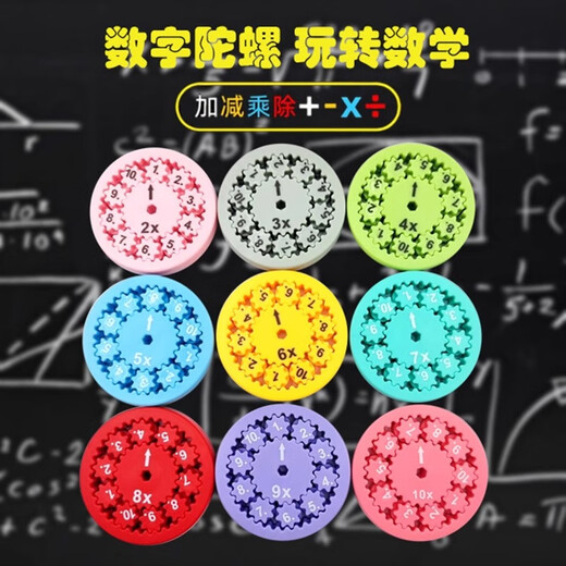 Spinner numérique populaire, artefact d'apprentissage de puzzle de gyroscope mathématique, jouet de calculatrice d'addition, de soustraction, de multiplication et de division, addition, soustraction + multiplication et division, 18 pièces dans un ensemble complet