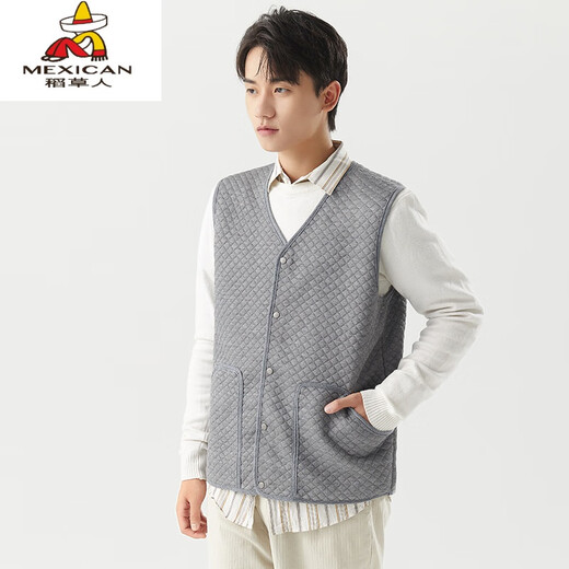 Scarecrows neuer Stil der Frühlings- und Herbstweste mittleren Alters und älterer Herren, dünne Weste von Daddy, gestrickte Baumwollweste, eng anliegende Vier-Jahreszeiten-Pferd-Clip, Gray M (120jin [Jin Equals 0,5 kg])