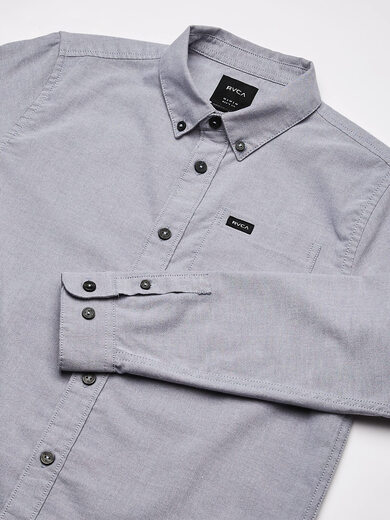 RVCA Boys Thatll Do Stretch Long Sleeve Woven Button-Down Shirt Pavement Medium