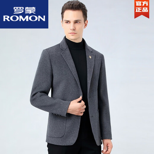 ROMON high-end men's woolen jacket spring and autumn wool double-sided woolen men's suit middle-aged business casual cashmere jacket new product camel 170/M (recommended 100-124Jin Jin equals 0.5 kg)