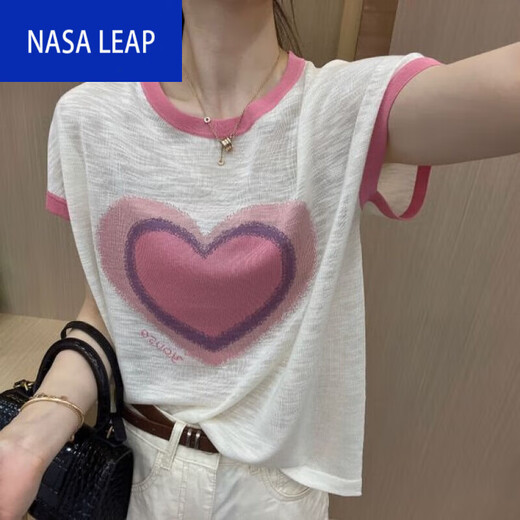 简方位夏季心形薄款竹节棉短袖女2023夏季百搭气质纯棉t恤 2694灰色竹节棉t恤 均码  M 建议85-100斤