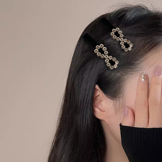 Zhuo Keke rhinestone bow duckbill hair clip velvet bangs clip side clip for women's forehead delicate Internet celebrity broken hair special clip hollow rhinestone bow 2 pieces