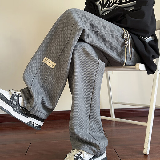 Idea (ZHUYIFAN) Fatty Large Size 230 Jin [Jin equals 0.5 kg] Men's Straight Spring and Summer Thin Work Pants Fashion Brand Large Size Straight Wide Legs Casual Pants A001-K1050 Black 4XL (190) 190-205 Jin [Jin equals 0.5 kg] Wearable
