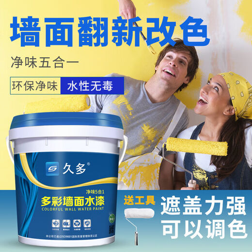 山头林村乳胶漆白色内墙漆墙面室内家用彩色刷墙漆涂料自刷油漆小桶水性漆 深灰色J659 2斤单遍4-5平米国标