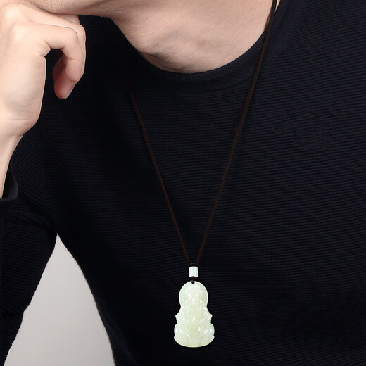 Hongsu Hand Hetian Jade Pendant Jade Guanyin Jade Pendant Jade Pendant Men's Natural Jade Pendant New Year's Gift