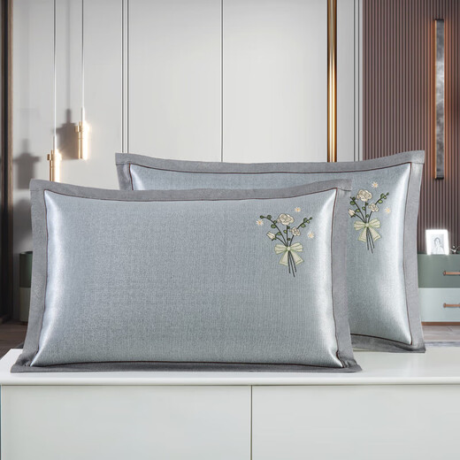 Lingang Hailan Home The same summer cool mat pillow case Summer ice silk pillow case Pillow case Single cool mat core case Large ice vine 679-7 Zishulin pillow case (single package) 48cm*74cm