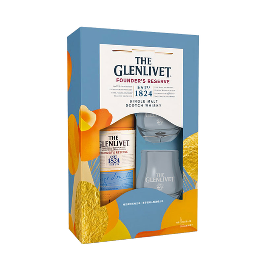 格兰威特（ThE GLENLIVET）洋酒 创始人甄选系列 双杯 礼盒装 700ml 