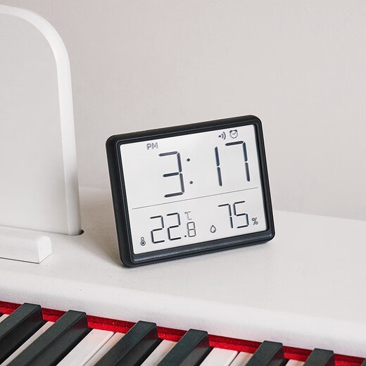 Yuanzu thin magnetic refrigerator kitchen electronic clock student dormitory digital alarm clock multifunctional electronic temperature temperature table clock black 8218 (magnetic/swing/wall hanging)