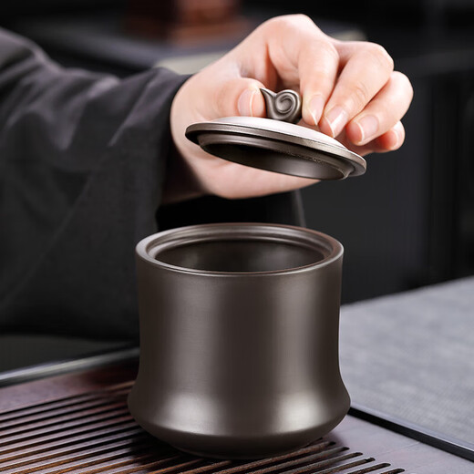 Tangfeng Zisha Kung Fu Tea Set Home Light Luxury High-end Xishi Teapot Teacup Cover Bowl Office Tea Making Gift Set Qianchuan Changhei + Ziyun Xishi Pot 11 Heads + Pinsheng