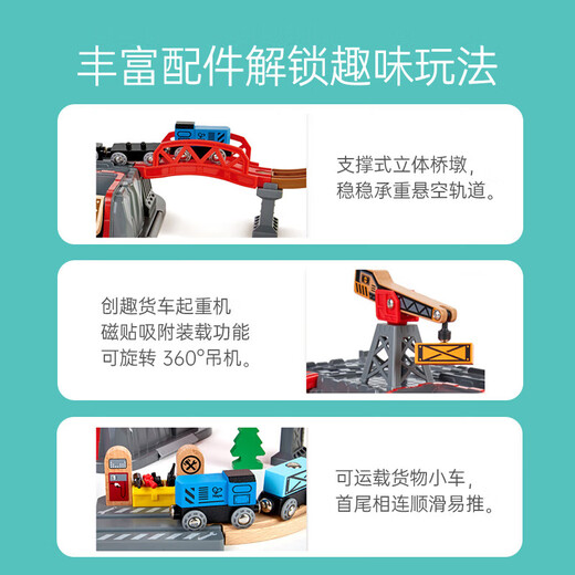 Hape小火车轨道木质拼装小镇运输收纳套1-3岁儿童玩具男女孩新年礼物 小镇运输收纳套+电动火车头