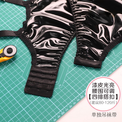 JOHUAN patent leather garters covered with rubber buckles metal gourd buckles garters European and American stockings and stockings accessories black (patent leather garters) recommended 75-125 Jin [Jin equals 0.5 kg]
