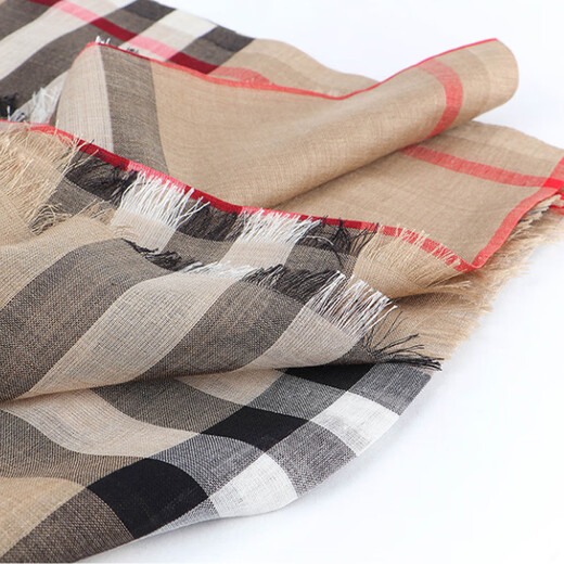 BURBERRY's new lightweight scarf for men and women, Burberry classic plaid blended spring and autumn shawl, fashion accessory, beige collection, 80787791, size: length 220*width 70cm