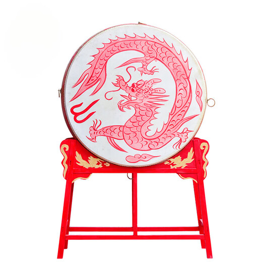 Ouyin vertikale Trommel, Kuhpferdtrommel, Drachentrommel, Kriegstrommel, Trommeltrommel, chinesische rote Trommel Erwachsene Performance Drum Power Gong und Drum Percussion Instrument 12-Zoll-Drachentrommel + Flachrack + [Drum Stick] senden]