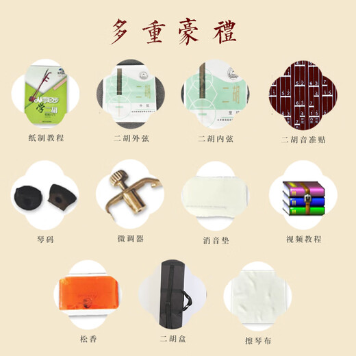 宏艺凤鸣（HongYiFengMing） 非洲紫檀木二胡 蟒皮六方二胡 考级成年人儿童通用民族管弦乐器