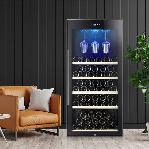 Bacchus wine cabinet 50-70 bottles thermostat cabinet household refrigerated fresh cabinet wine cabinet compressor solid wood wine rack light luxury living room office air-cooled frost-free display cabinet YC-188S-air-cooled beech wood flat shelf 70 bottles