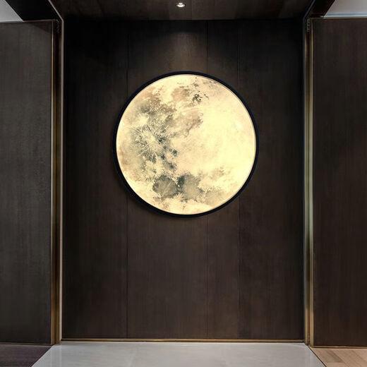 Runhuanian Moon Wall Lamp Modern Simple Bedroom Bedside Lamp Creative Corridor Aisle Lamp Living Room Background Wall Planet Mural Lamp Moon A Style 26CM Round Wall Lamp Three Color Changing