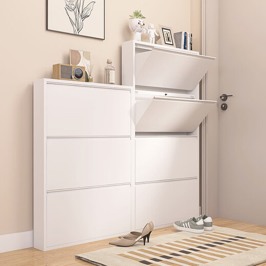 Gabinete de zapato Biwell Ultra-Dino 15 cm Corredor extremadamente estrecho Gabinete de entrada Gabinete de entrada Puerta de almacenamiento Gabinete de almacenamiento Piso integrado contra la pared 655 ancho de cuatro capas de cuatro capas